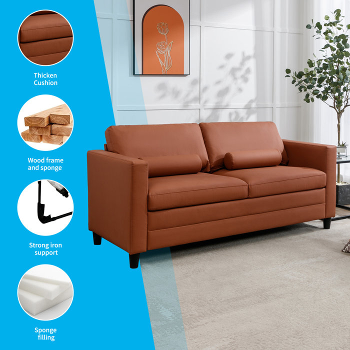 Ebern Designs Rosely 70.08'' Faux Leather Sleeper Sofa & Reviews Wayfair